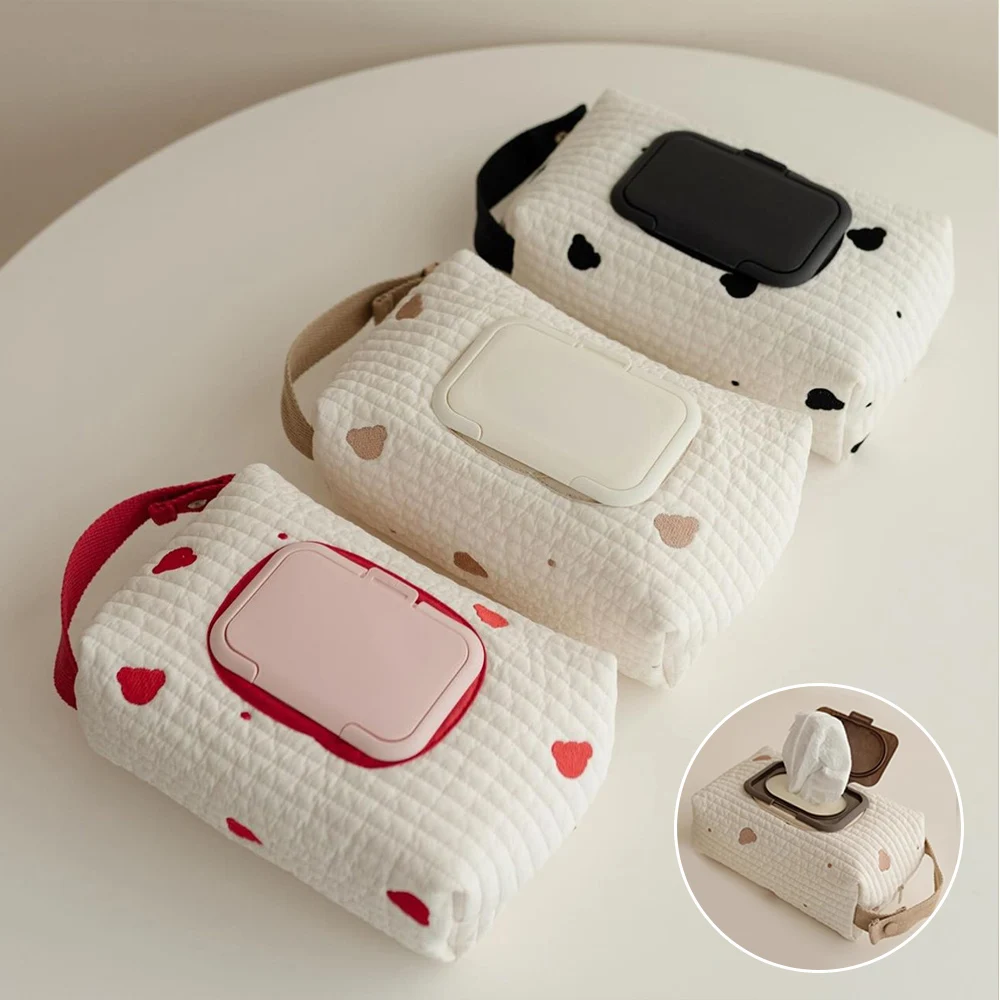 Baby Stroller Car Seat Back Tissue Case Wet Paper Towel Storage Handbag Home Flip Cover Tissue Box Paper Holder Cute Zipper Bag