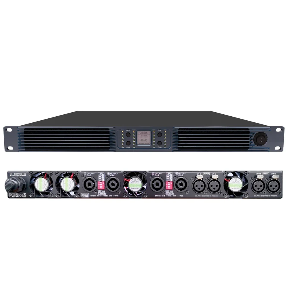 Class D 4 Channels 1U Digital Power Amplifiers 10000 Watt With PFC Professional Audio Amplifier for Subwoofer Line Array Speaker