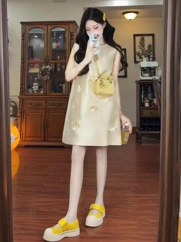 

Элегантное хлопковое платье-жилет с цветочным принтом во французском стиле, повседневное, для города, свиданий, встреч, прогулок, путешествий, на каждый день, А-силуэт