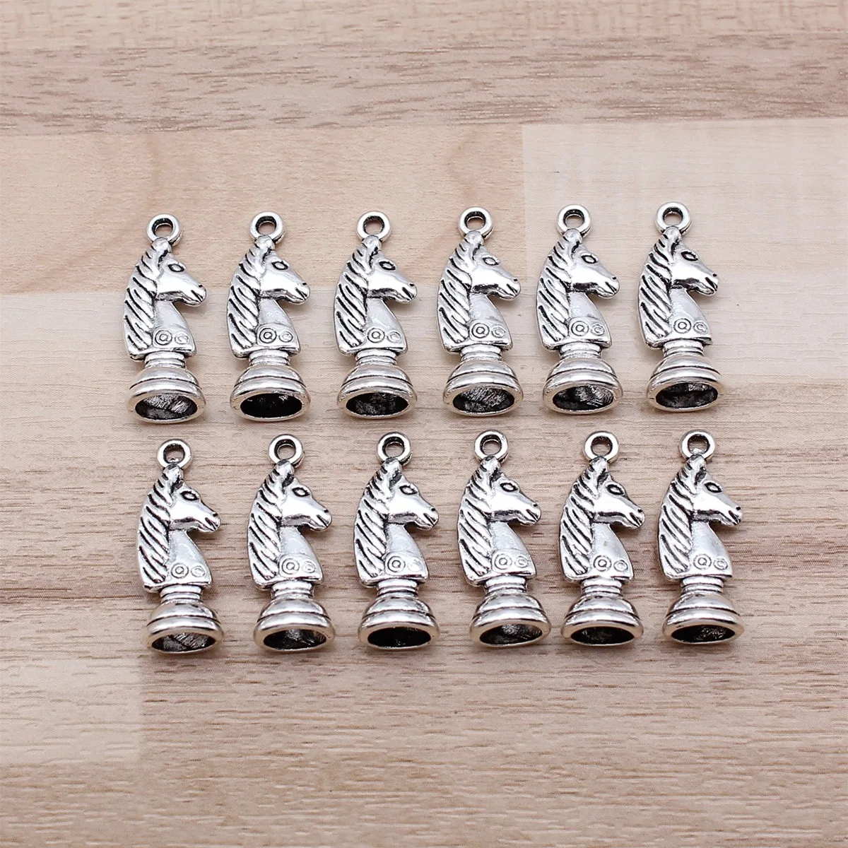 IFOCUS 12pcs/Lot Chess Charms Knight King Queen Pawn Rook Bishop Charms For DIY Jewelry Making