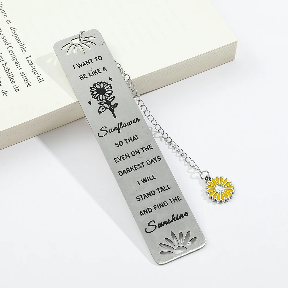 Sunflower Bookmarks Flower Words Blessings Metal Bookmarks Book Lovers Stationery Reading Markers Teachers Students Girls Gifts