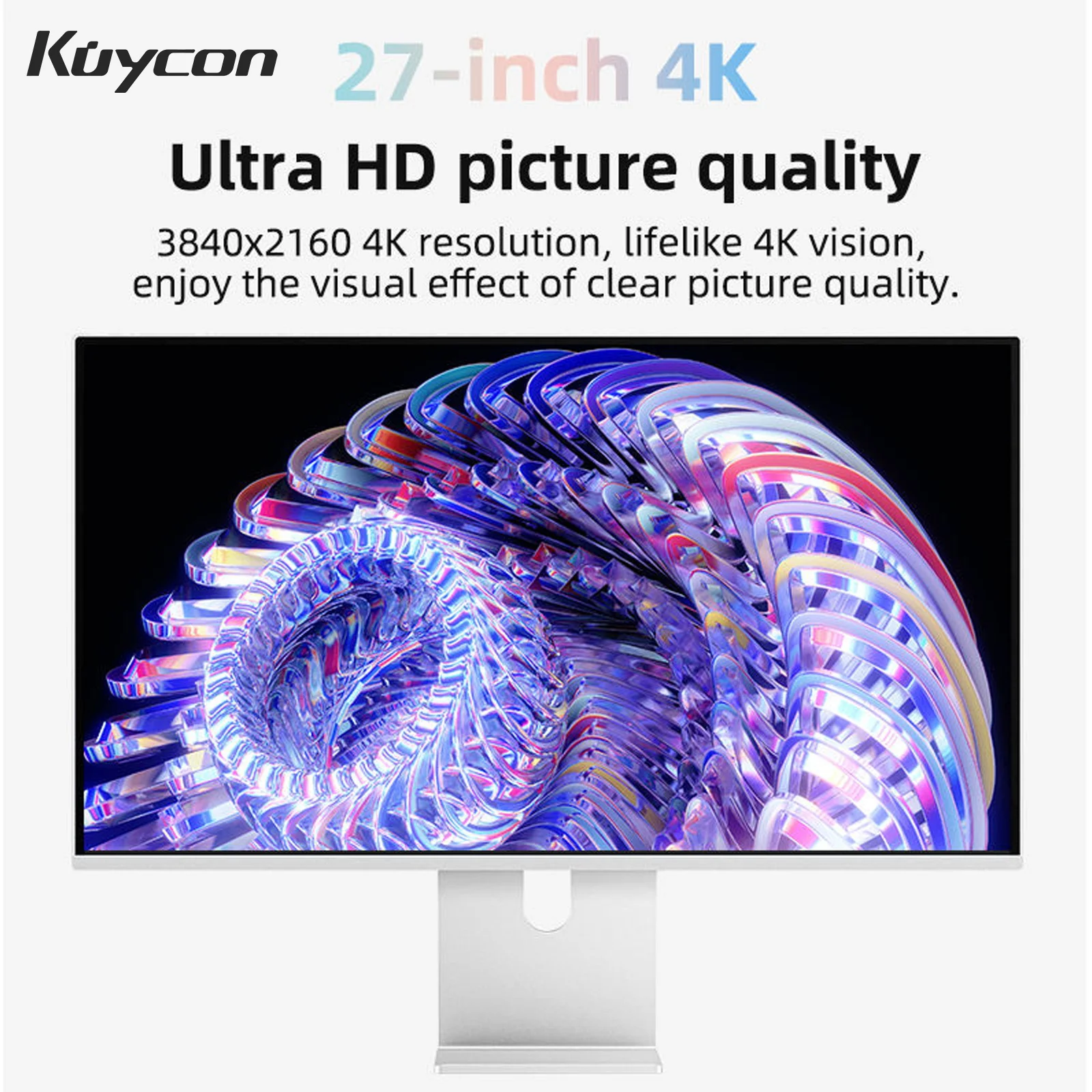 Kuycon P27L Computer Monitor 99%sRGB 10 Bit 4K 27 Inch PC Display 400 Nit HDR Compatible With HDMI Type-C Port Desktop Screen