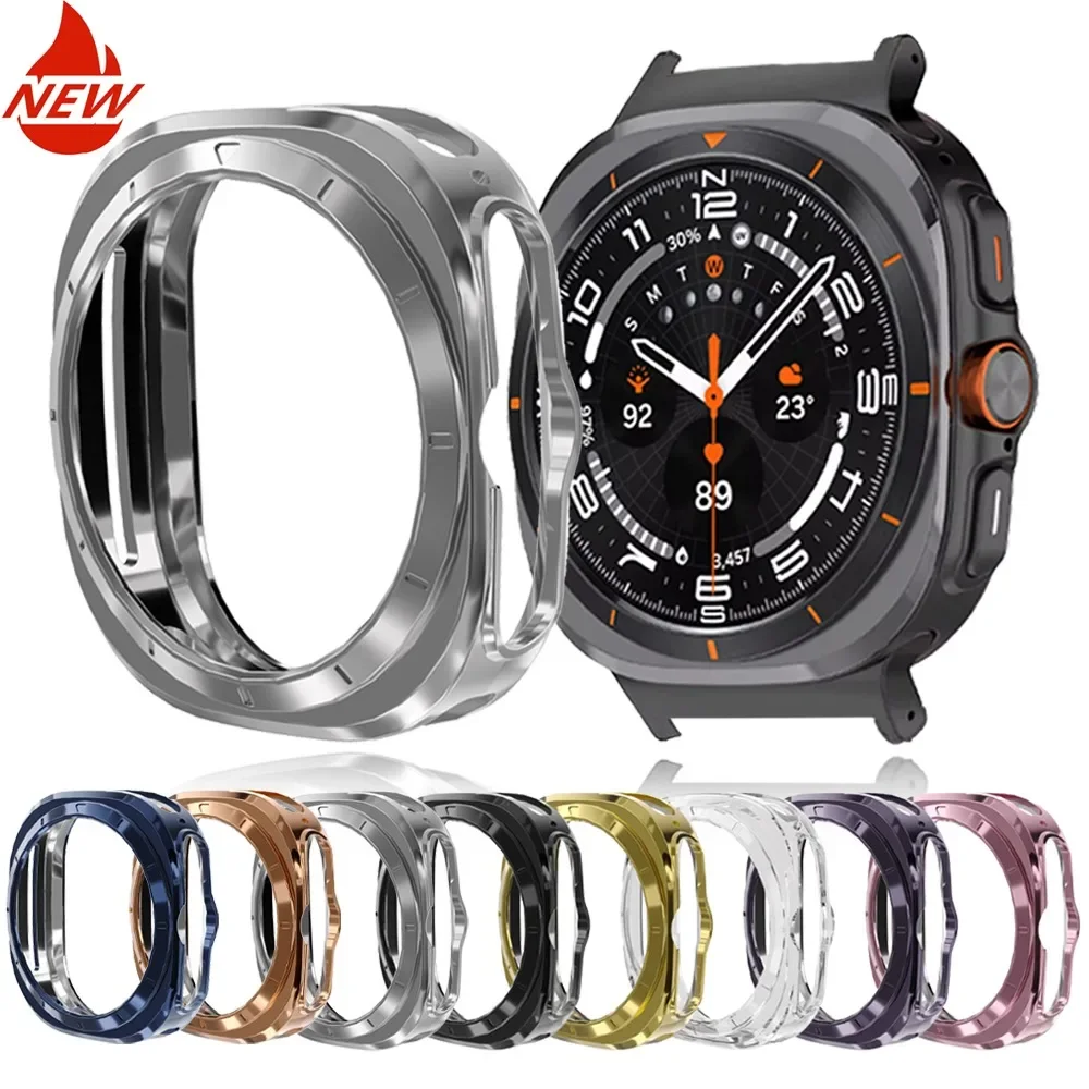 Pop Soft TPU Case For Samsung Galaxy Watch 7 Ultra 47mm Plated Cutout Protector Anti-Scratch Bumper Case For Galaxy Watch 7 Ultr