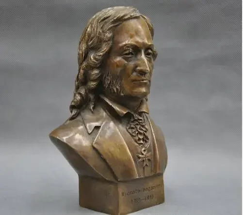 8'' Italian Great Musician Niccolo Paganini Bust Bronze Statue