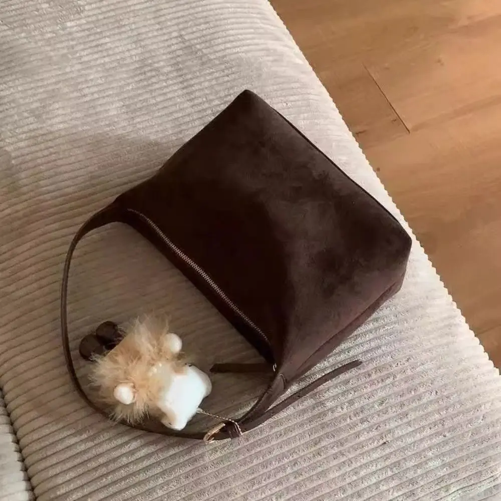 

Cute Handbag Suede Shoulder Bag Solid Color Fashion Ladies Crossbody Bag Large Capacity Korean Style Tote Bag Streetwear