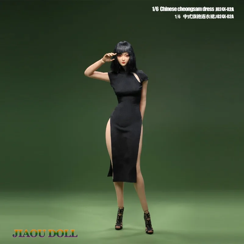 JO24X-02 1/6 escala soldado feminino novo chinês qipao fenda saia longa brinquedos modelo de roupas caber 12 ''ph figuras de ação corpo bonecas