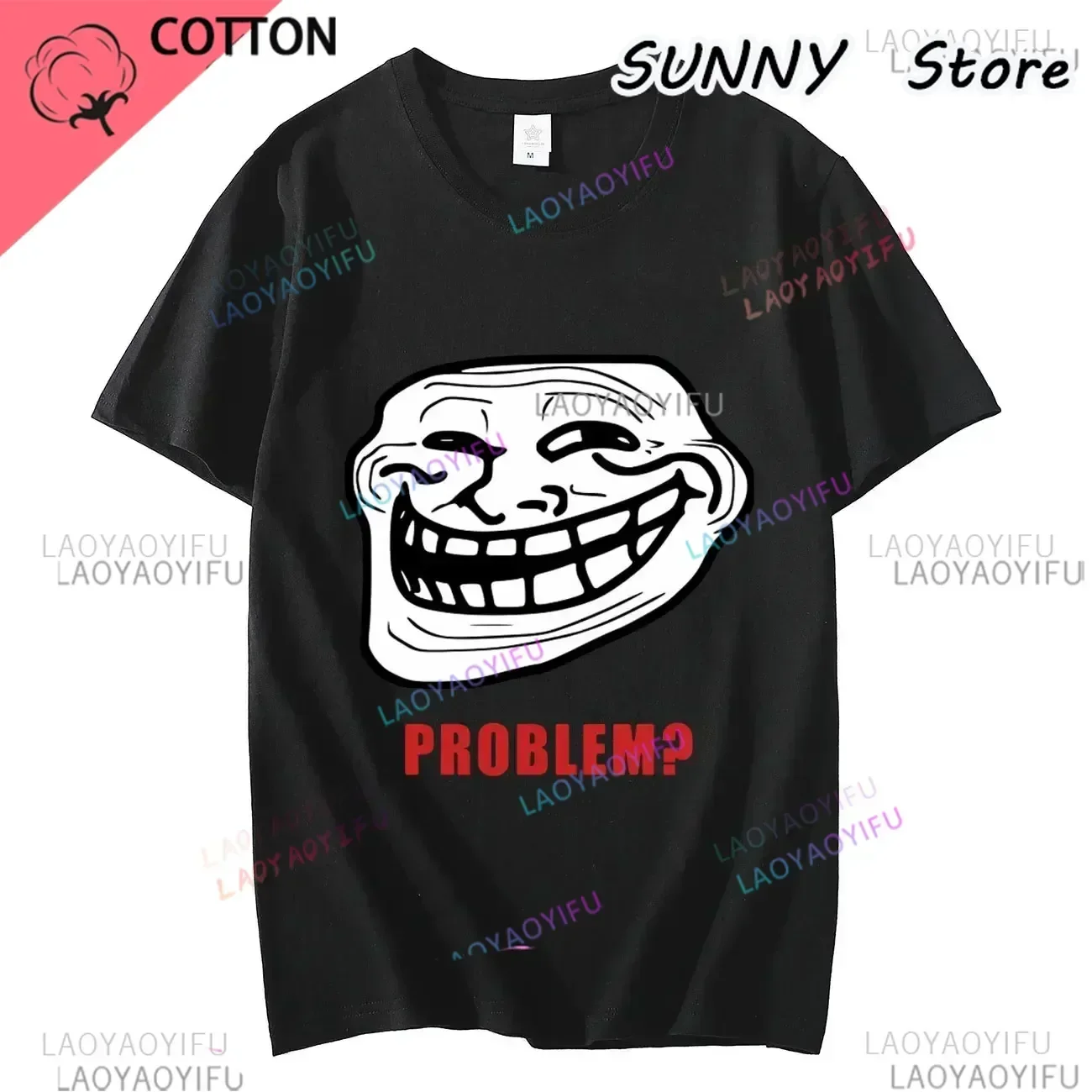 Comic Troll Face Meme Angry Manga Comic Troll Jokes Network Meme Short Sleeve T-shirt Retro Fashion T-shirt