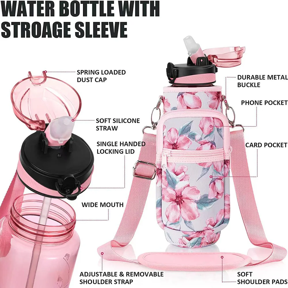 Insulated Thermal Water Bottle Bag Holder Sleeve with Strap Pouch for Vacuum Cup 1000ml Mug Drinkware Protective Carrier Cover