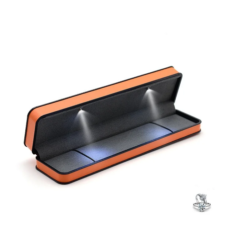 Wholesale High-End Led Light Jewelry Box Velvet Interior Ring Necklace Bracelet Box Customizable Logo