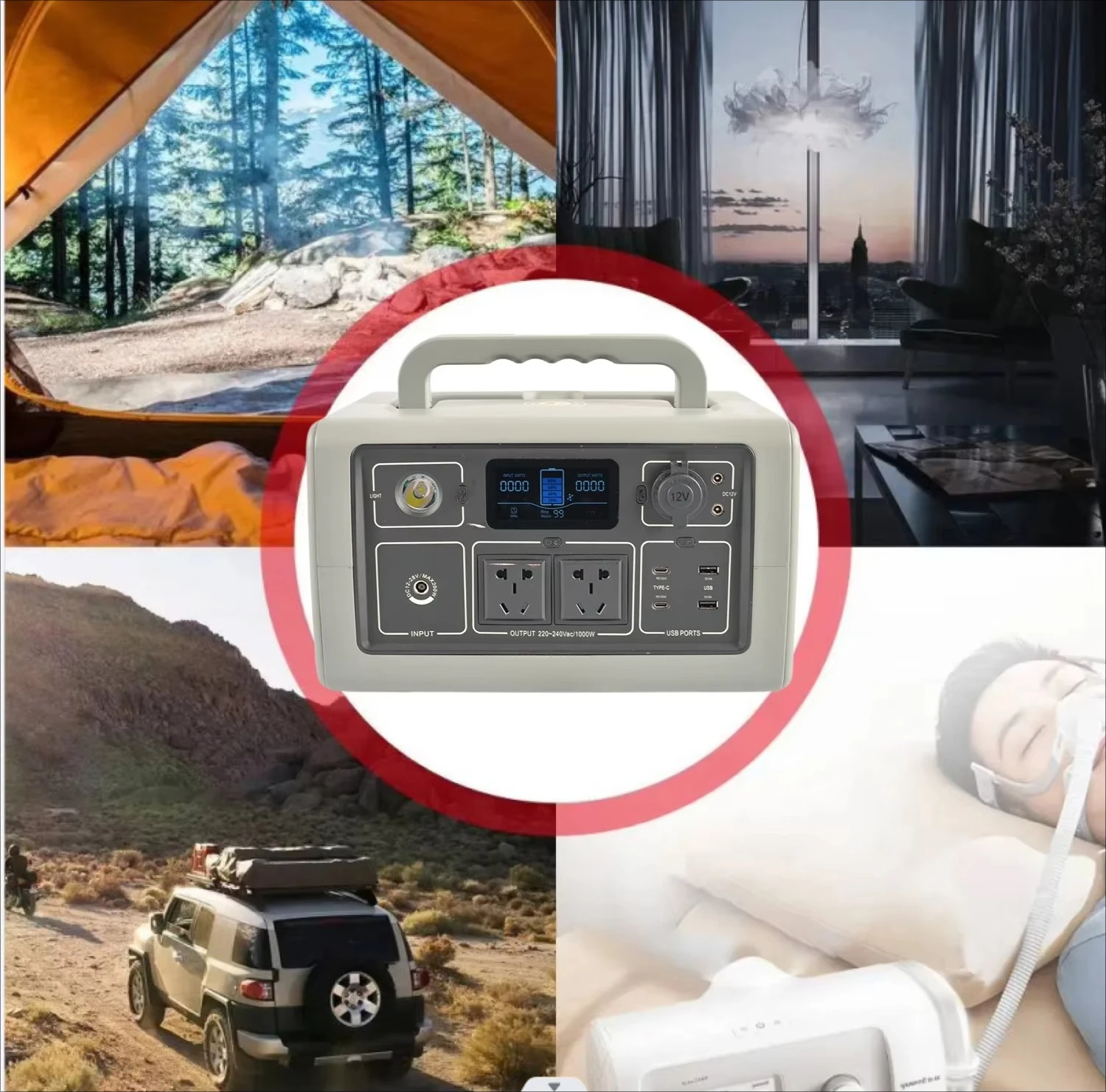 مولد الطاقة الشمسية المحمولة لوحة طاقة شمسية متنقلة CN؛ بطارية ليثيوم أيون خارج الشبكة 110 فولت 220 فولت 1000 وات 1500 وات 2000 وات 3000 وات #3