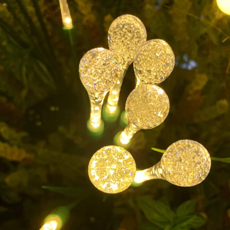 

IP65 Waterproof Outdoor Light Emitting Diode String Warm White Bubble Column Water Drop Solar Light Garden Garden
