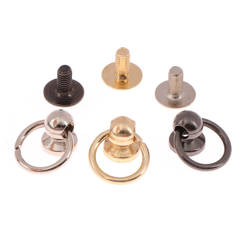 10pcs Gold Silver Black Studs Screw Buckle Accessory Decorative Button With Loop Leathercraft Pacifier Nail