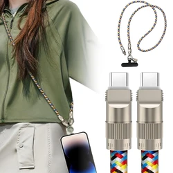Fashion Mobile Phone Lanyard & Pd60W Charging Cable 2 in 1 Tpcy-c To C Lock Halter Neck Wrist for Mobile Phone Accessories