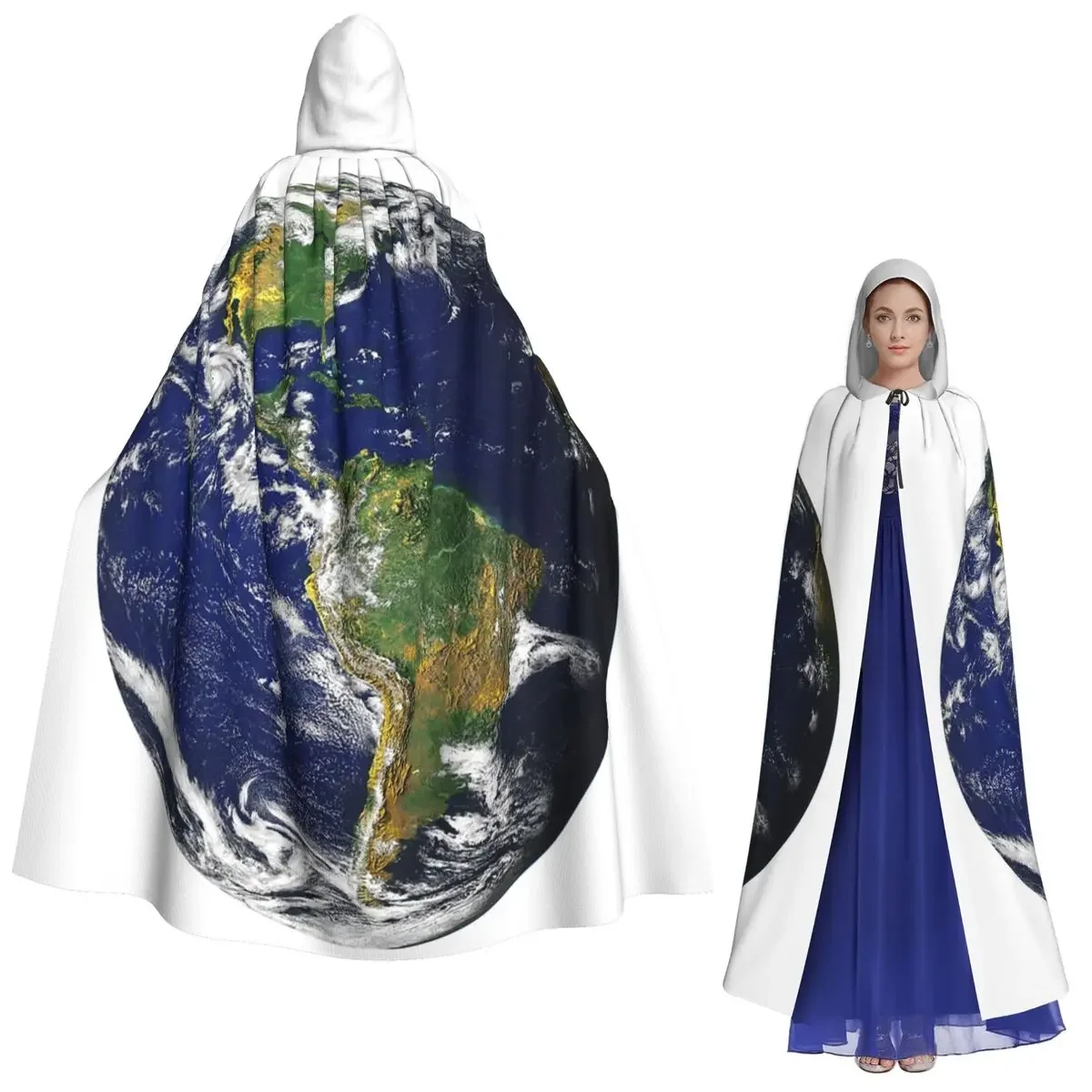 

Планета Земля Наш синий мраморный длинный плащ с капюшоном Ведьма Средневековый костюм Накидка для косплея ХэллоуинВечеринка для взрослых унисекс