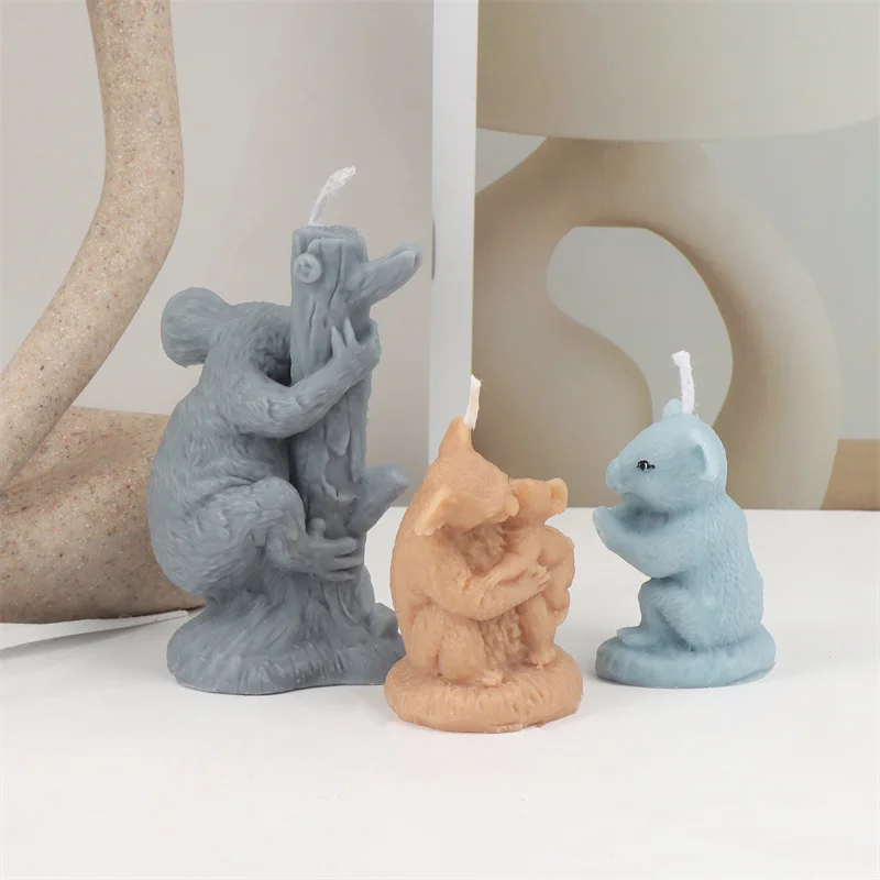 Animal Koala Silicone Candle Molds DIY Heart Holding Koala Tree Climbing Koala Candles Plaster Home Decor Handmade Gifts