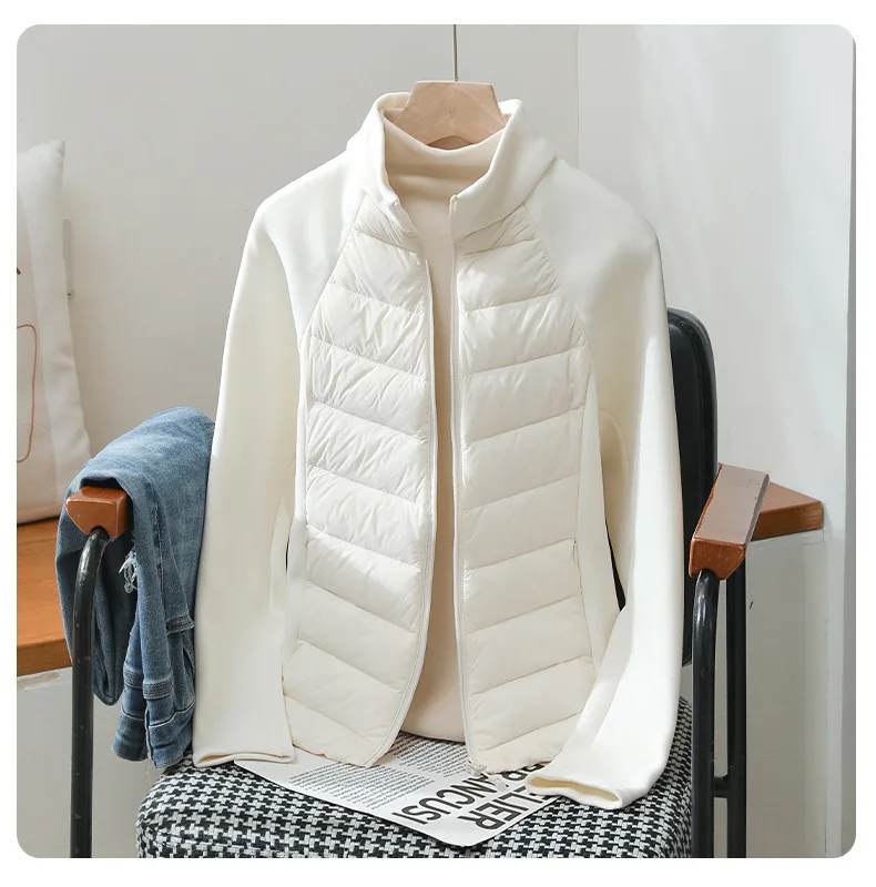 

Женское короткое легкое пуховое хлопковое пальто, осень-зима, новая куртка-парка с воротником-стойкой на молнии, повседневная ветрозащитная куртка