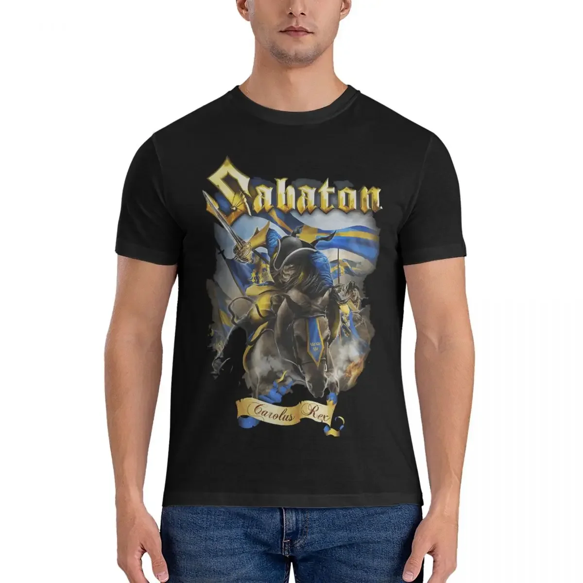 fashion heavyweight Carolus Rex Soldier Men T Shirt S-SABATON Band Novelty Sleeve Round Collar Shirt 100% Cotton Adult Clothing