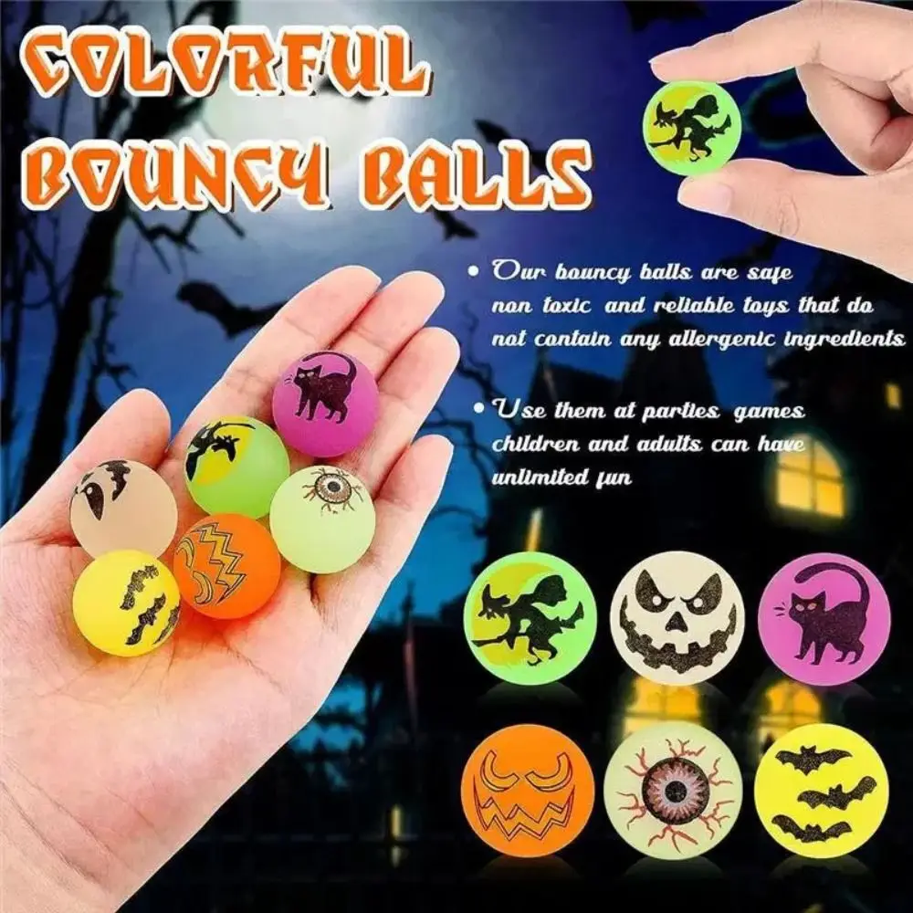 10 pièces/ensemble balles rebondissantes d'halloween qui brillent dans le noir globes oculaires extensibles 32mm globe oculaire gonflable amusant effrayant boules rebondissantes lumineuses