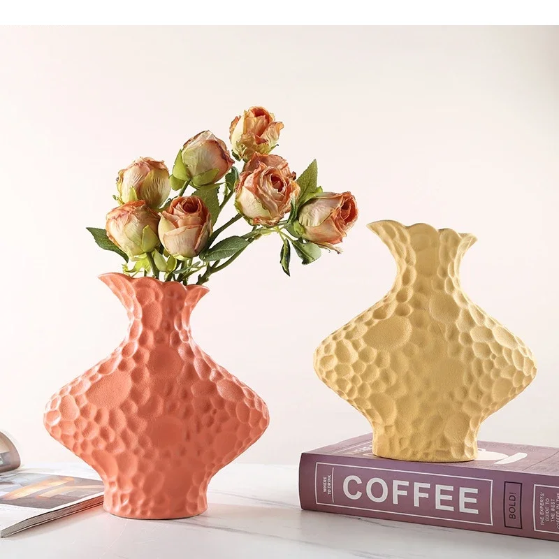 Irregular Texture Ceramic Vase Desktop Frosted Flower Ware Arrangement Hydroponic Home Decoration
