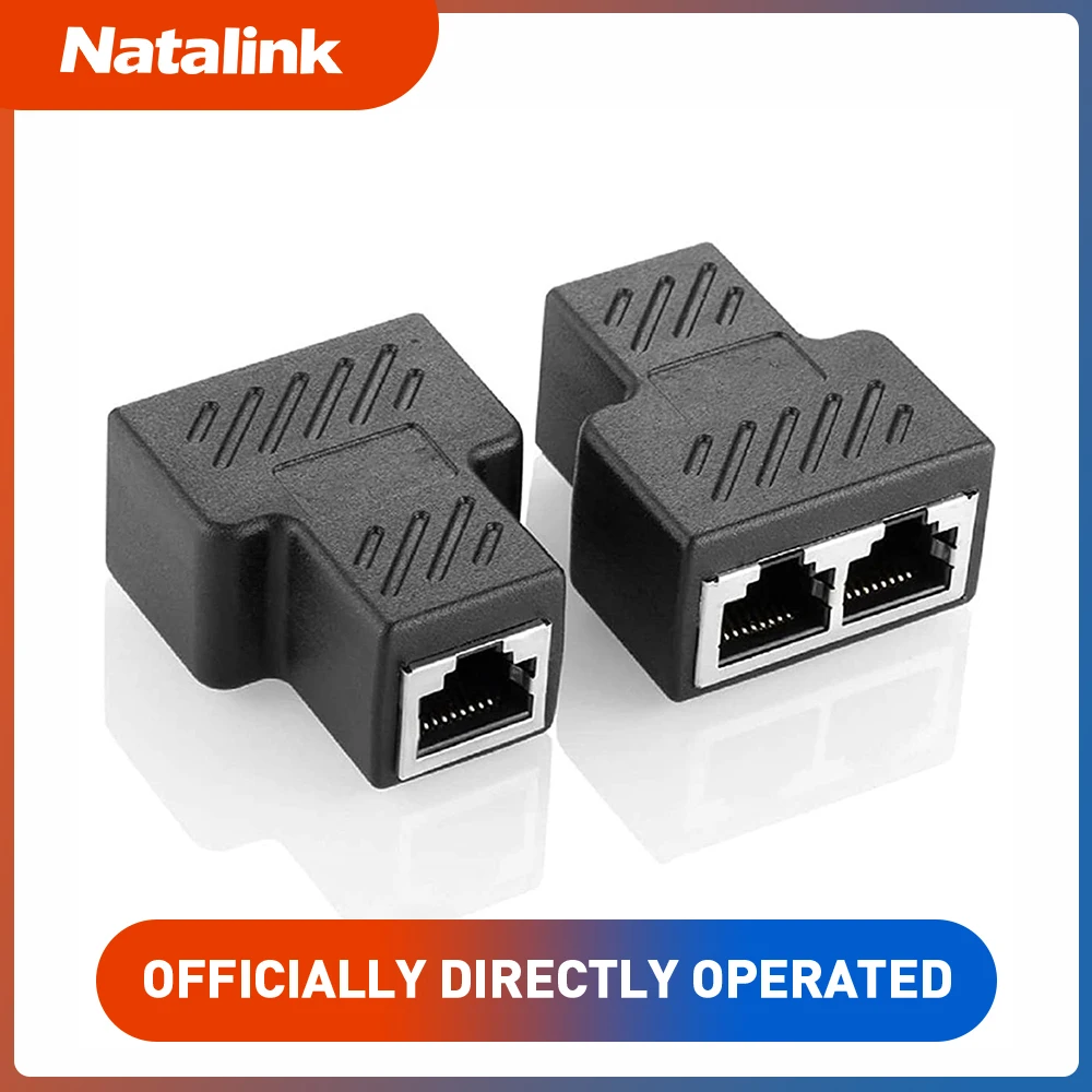 Natalink RJ45 Splitter 1 to 2 Ethernet Adapter Internet Network Cable Extender RJ45 Connector Coupler for PC TV Box Router
