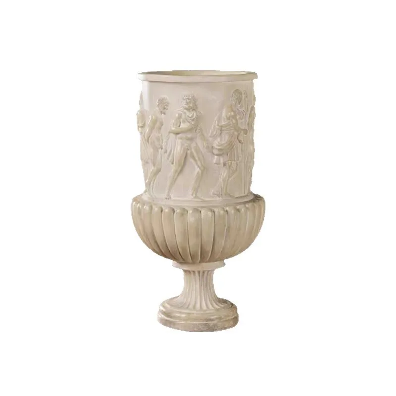 

Medieval imitation jade hydroponic vase French retro Roman character relief living room flower arrangement desktop ornament