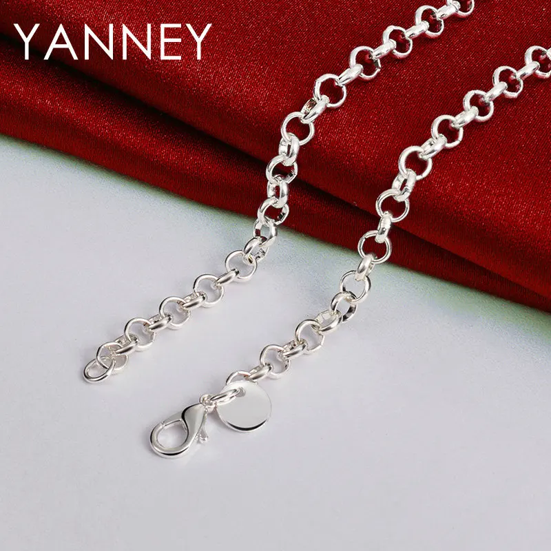 Fine 925 Sterling Silver 18 Inches Roman Necklace For Women Hip Hop Men Fashion Wedding Gifts Jewelry Party