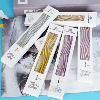 創意曲線生日蛋糕蠟燭線 多色金色 金色銀色蛋糕弧形節日派對裝飾禮品 10 最佳銷售 金色蠟燭 - №8