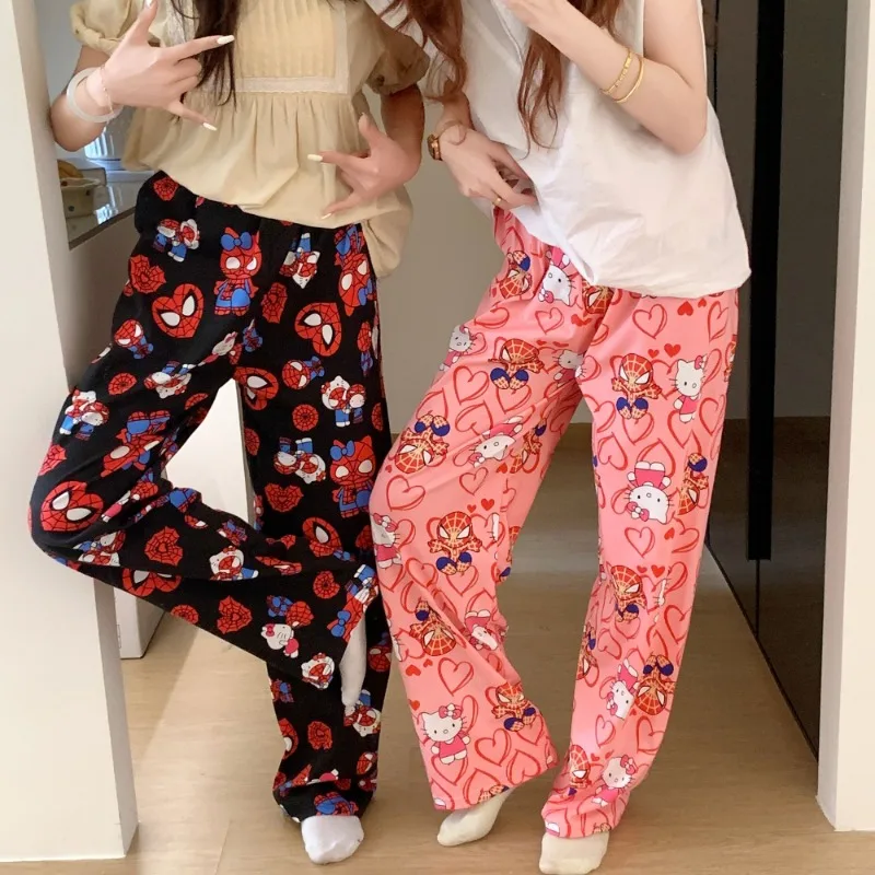 

Kawaii Hello Kitty Sanrio Cute Cartoon Trousers Student Dormitory Comfy Warm Pants Pants Sleeping Birthday Present for Girls