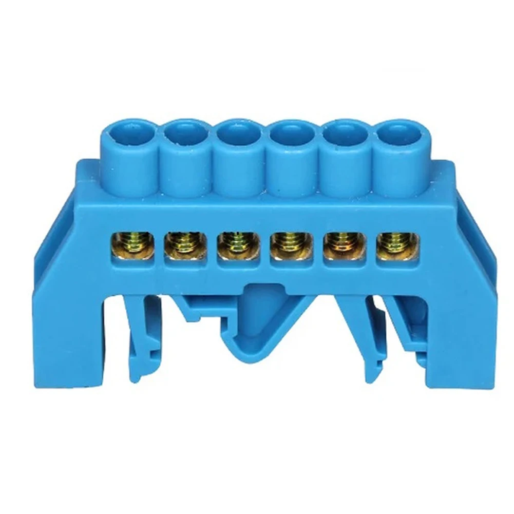 4P 6P 8P 10P 12P Copper Bridge Terminal Block Blue Neutral Screw Connector Multiple Wire Junction Electrical Repair Parts