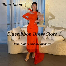 Blueribbon 2024 Newest Prom Dresses Long Sleeves Beaded Vestidos Des Birthday Party Saudi Arabia Women Wear Evening Dress