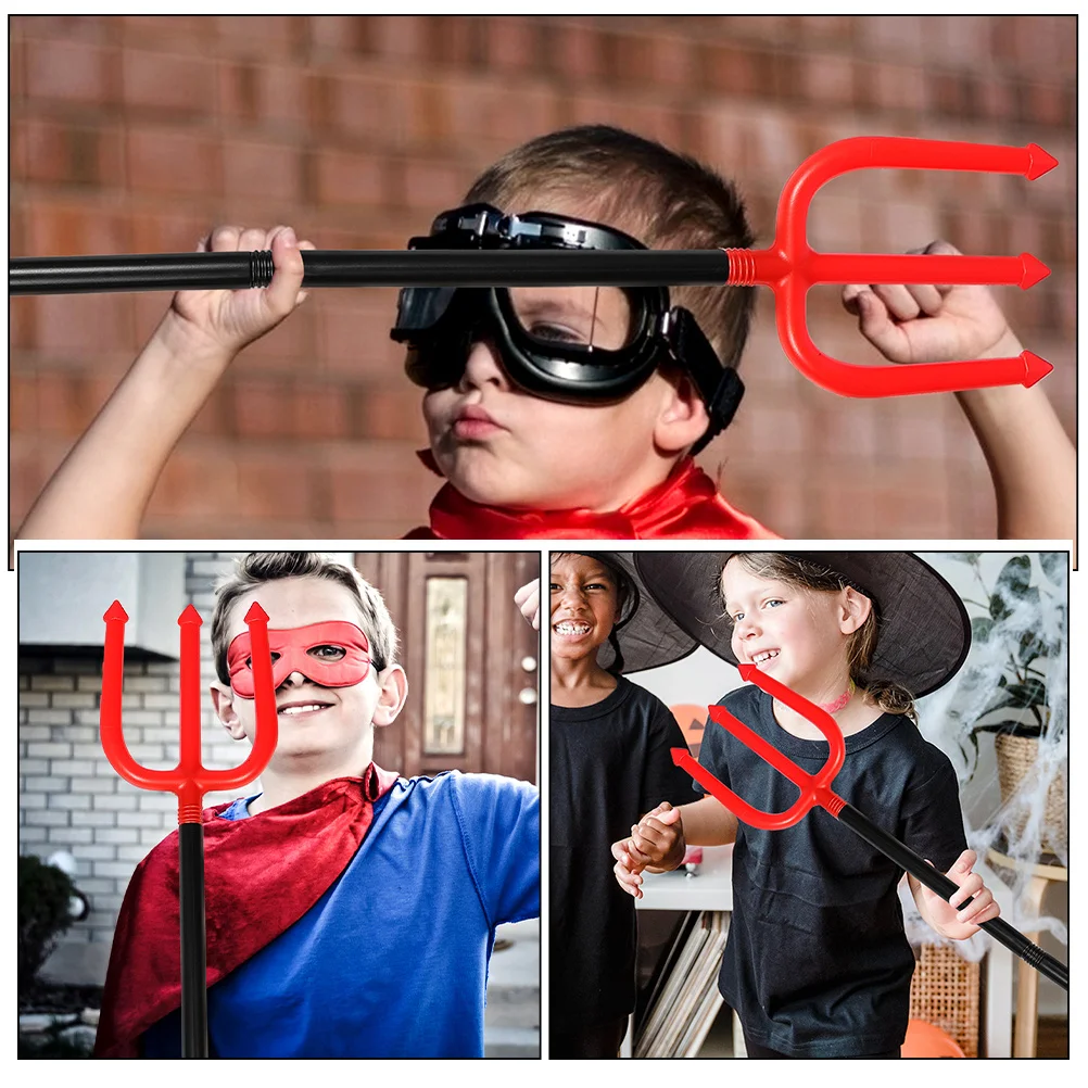 2 قطعة دعامة الشيطان 42.8 بوصة مقبض قابل للفصل شيطان تأثيري ملحق هالوين زي حفلة شوكة مقبض قابل للفصل