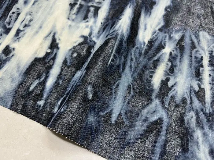 Denim Fabric Personality Traditional Tie-Dyed Bottom Irregular Hot Silver Coated Clothing Fabric