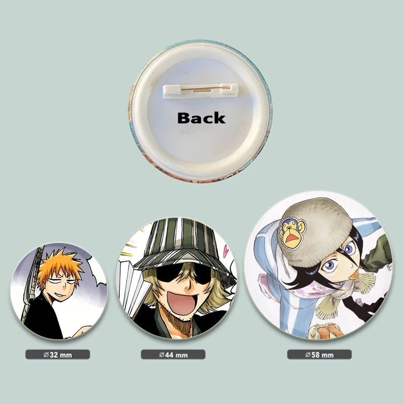 58mm Hot Japanese Anime Bleach Button Pins Tinplate Brooch Funny Character Cartoon Badge for Backpack Decoration Fans Collection