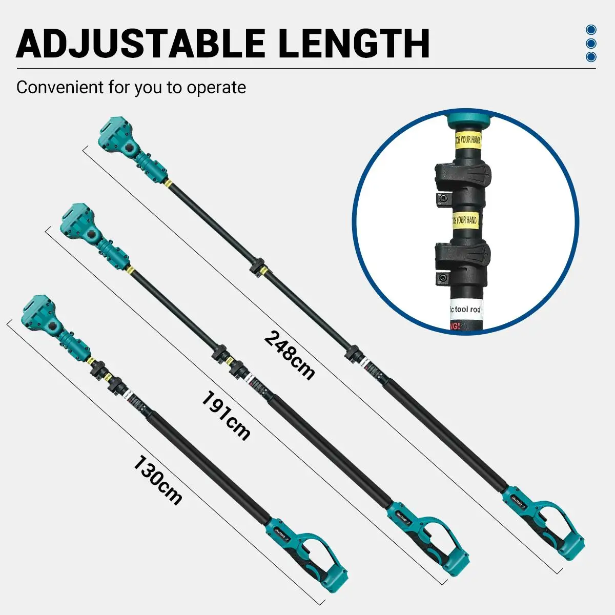 Imagem -05 - Drillpro-serra Elétrica Brushless com Extensão Pólo Carpintaria Ferramenta Elétrica para Bateria Makita 2.5m