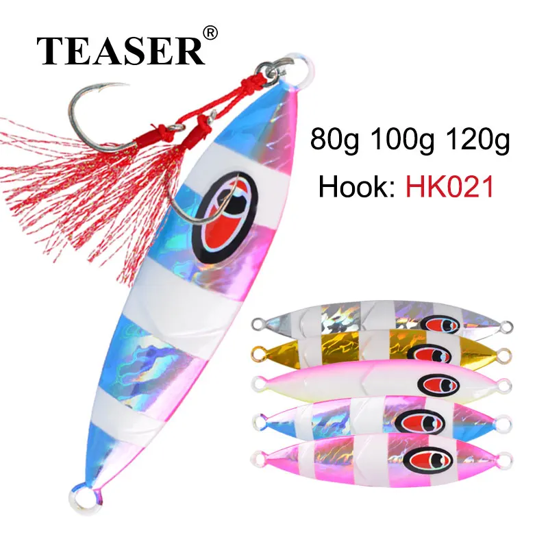 

TEASER J9 80g 100g 120g Sea-bream Spoon Lure Slow Sinking Jigging Fishing Lure Spinning Lures Hard Bait Glow Metal Jig Tackle