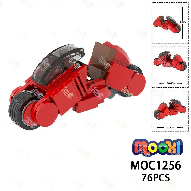 76 قطعة أنيمي دراجة نارية MOC اللبنات الإبداعية أكيرا Kaneda's Cyberpunk دراجة نارية نماذج لتقوم بها بنفسك التجمع لعب للأطفال بدون كعب 1256