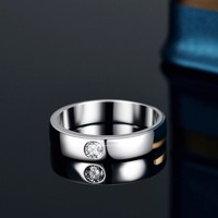 ZD001 Lefei Fashion Luxury Trendy Classic Moissanite 0.3ct Simple Circle Unisex Rings Hansome Men 925 Silver Party Jewelry Gift