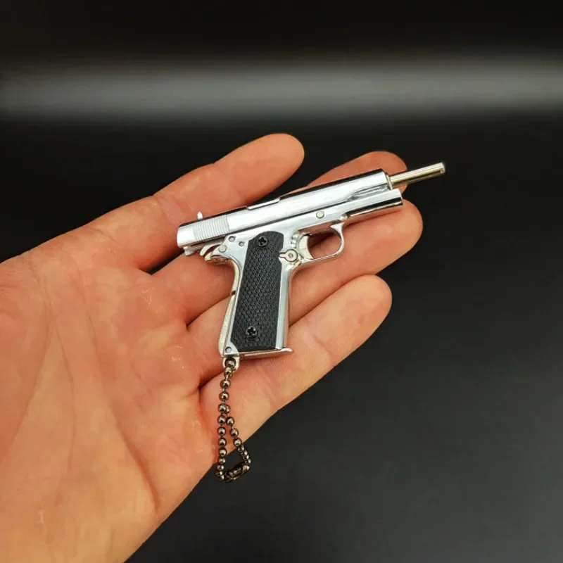 1:3 Metal Gold M1911 Colt Toy Gun Model FakeGun Mini Alloy Keychain Look Real Collection Pubg Prop Birthday Hanging Gift For Boy