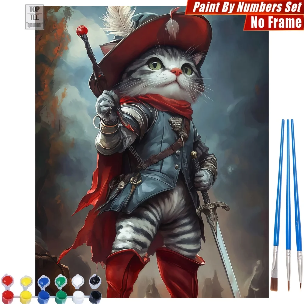 

Musketeer Cat Rapier DIY Digital Oil Painting Kit - Cat Musketeer Rapier Living Room Wall Art Thanksgiving Day Gift For Mom