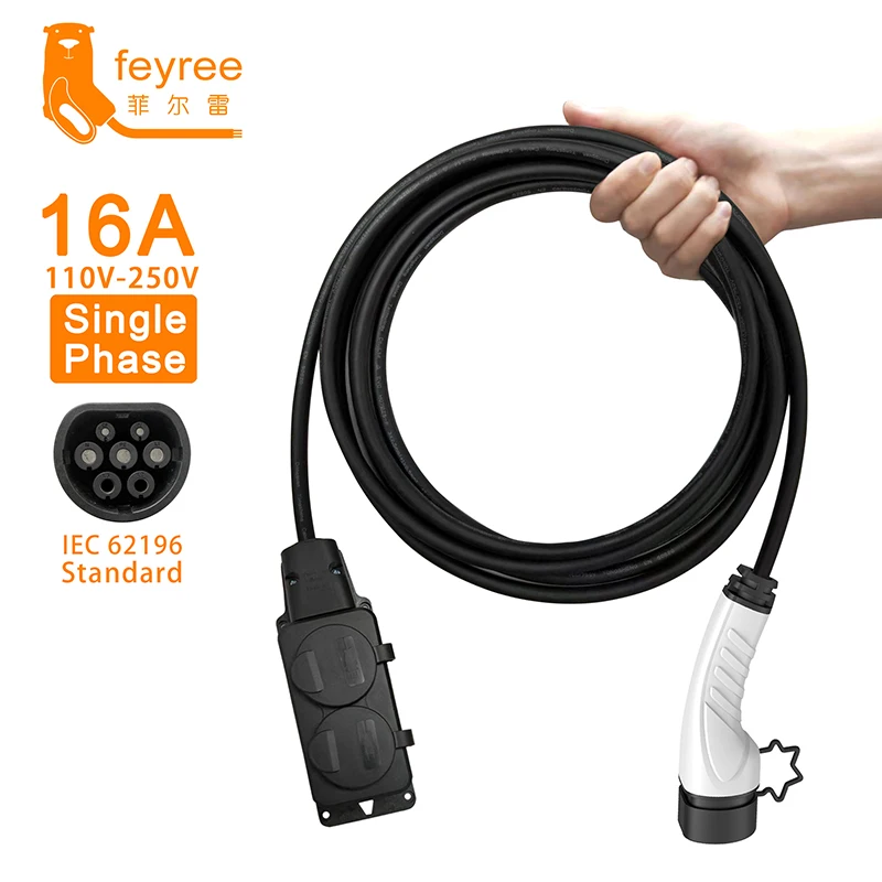 feyree Electric Car Side Discharge Plug EV Type2 16A Charger Cable with EU Socket Outdoor Power Station( need car supports V2L)