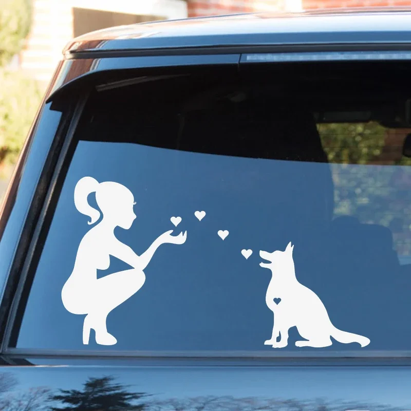 

German Shepherd Lady Loves Dog Vinyl Decal Car Sticker Waterproof Auto Decors on Car Body Bumper Rear Window