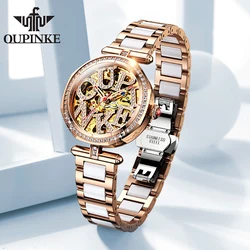 OUPINKE 3175 Luxury Women's Watches Automatic Mechanical Waterproof Ceramic Watch Strap Diamond Wristwatch