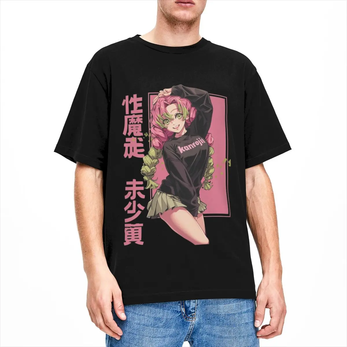 The Love Pillar Mitsuri Kanroji Accessories T Shirt Cotton Tee Print Cute Anime Girl Hashira of Love T-shirt Clothing