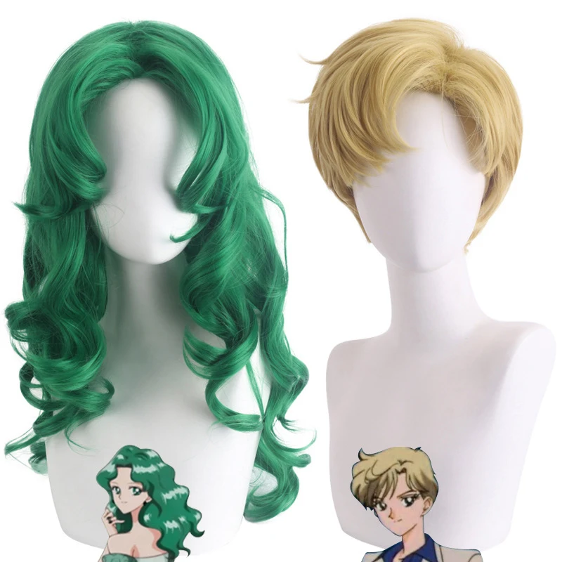 Kaiou Michiru Cosplay Wig Anime Sailor Moon Straight Hair Temperature Hair Strands Performance Halloween For Women