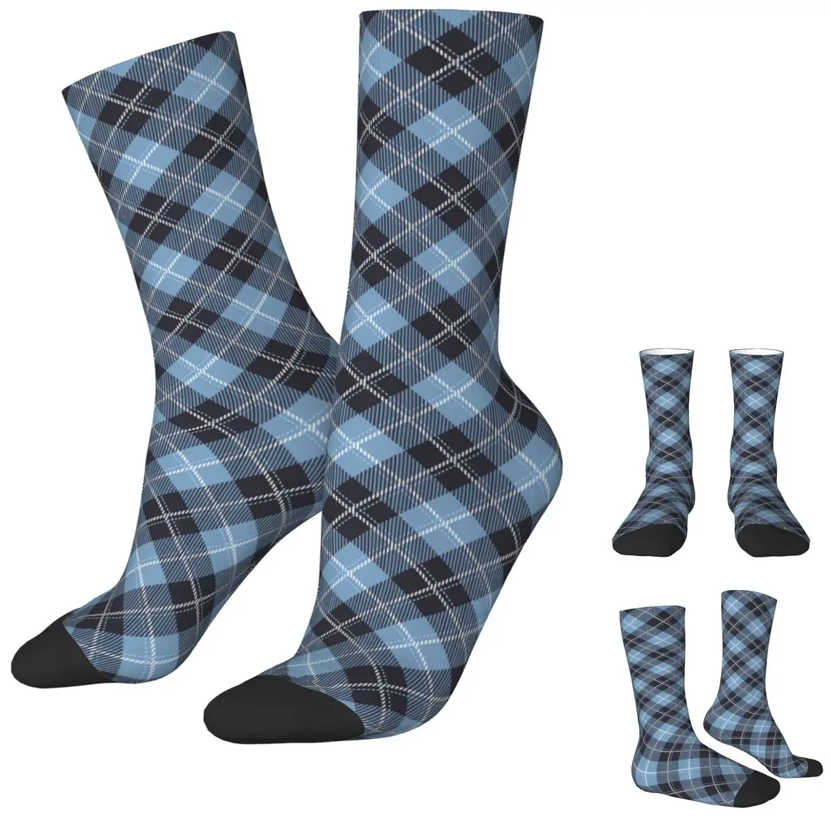 Tartans Pattern Fashion Stripe Stockings Pattern Gothic Socks Autumn Non-Slip Socks Adults Men Running Sports Warm Soft Socks