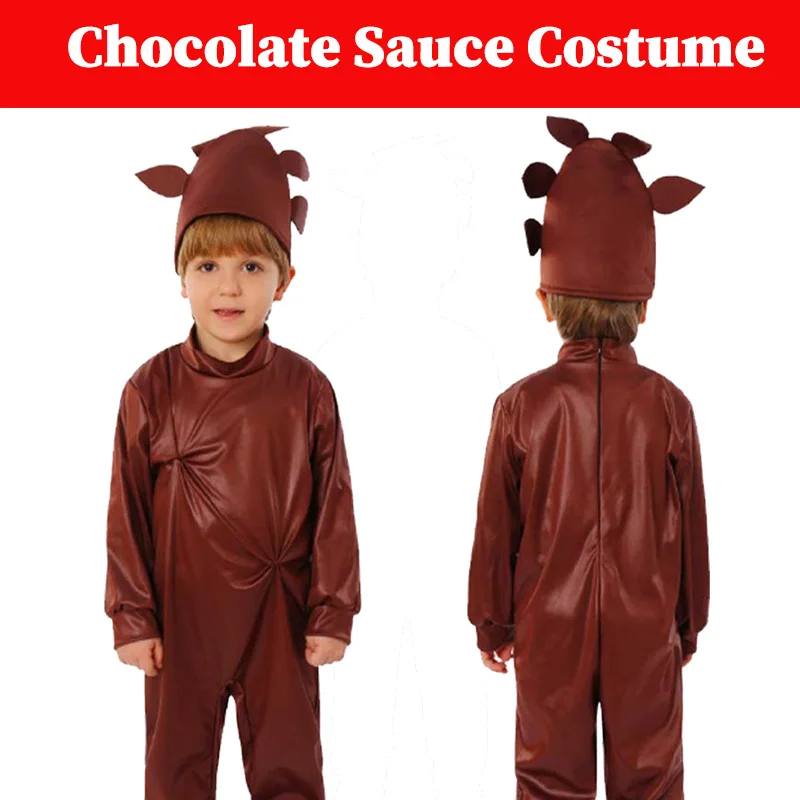 

Chocolate Sauce Cosplay Kids Children Costume Child Disguise Dress Up Clothing Hat Headgear Halloween Stage Show Roleplay Suits