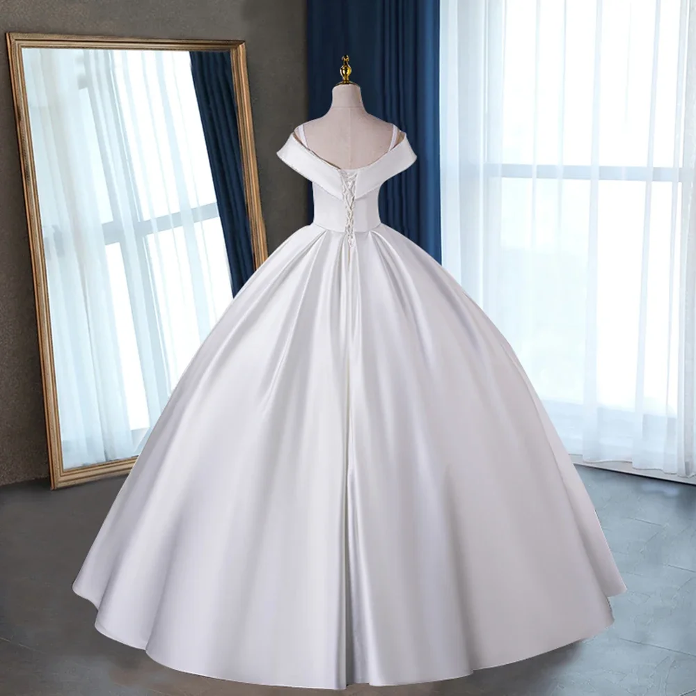 Robe de mariée en satin vintage, nouvelle robe éducative de haute qualité, 2024 de réduction sur les patients initiés, élégante, boule, quoi que ce soit