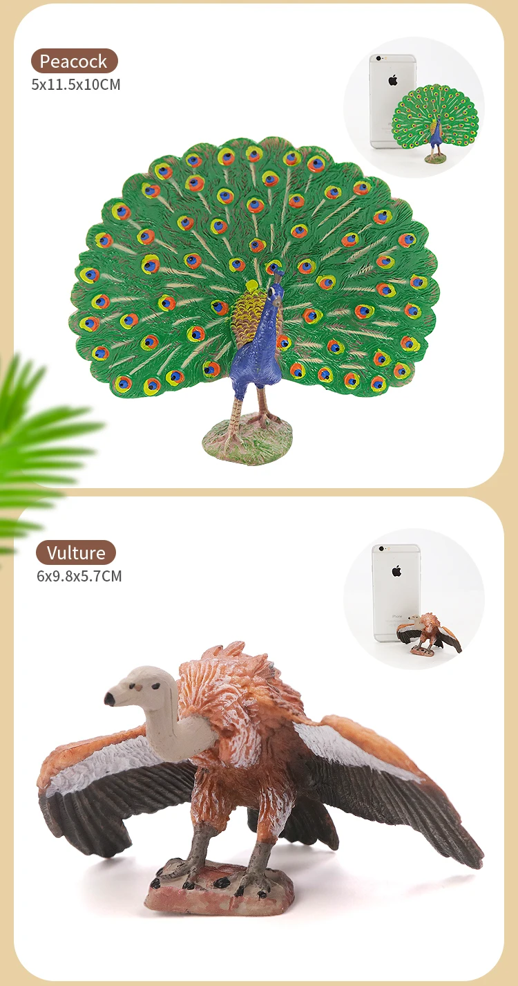 Miniatur-Klassiker-Vogel-Tier-Actionfiguren-Set – Flamingos, Papagei, Meer, Mew, Pfau, Eule, Strauß, pädagogisches Spielzeugmodell für Kinder – Detail 7