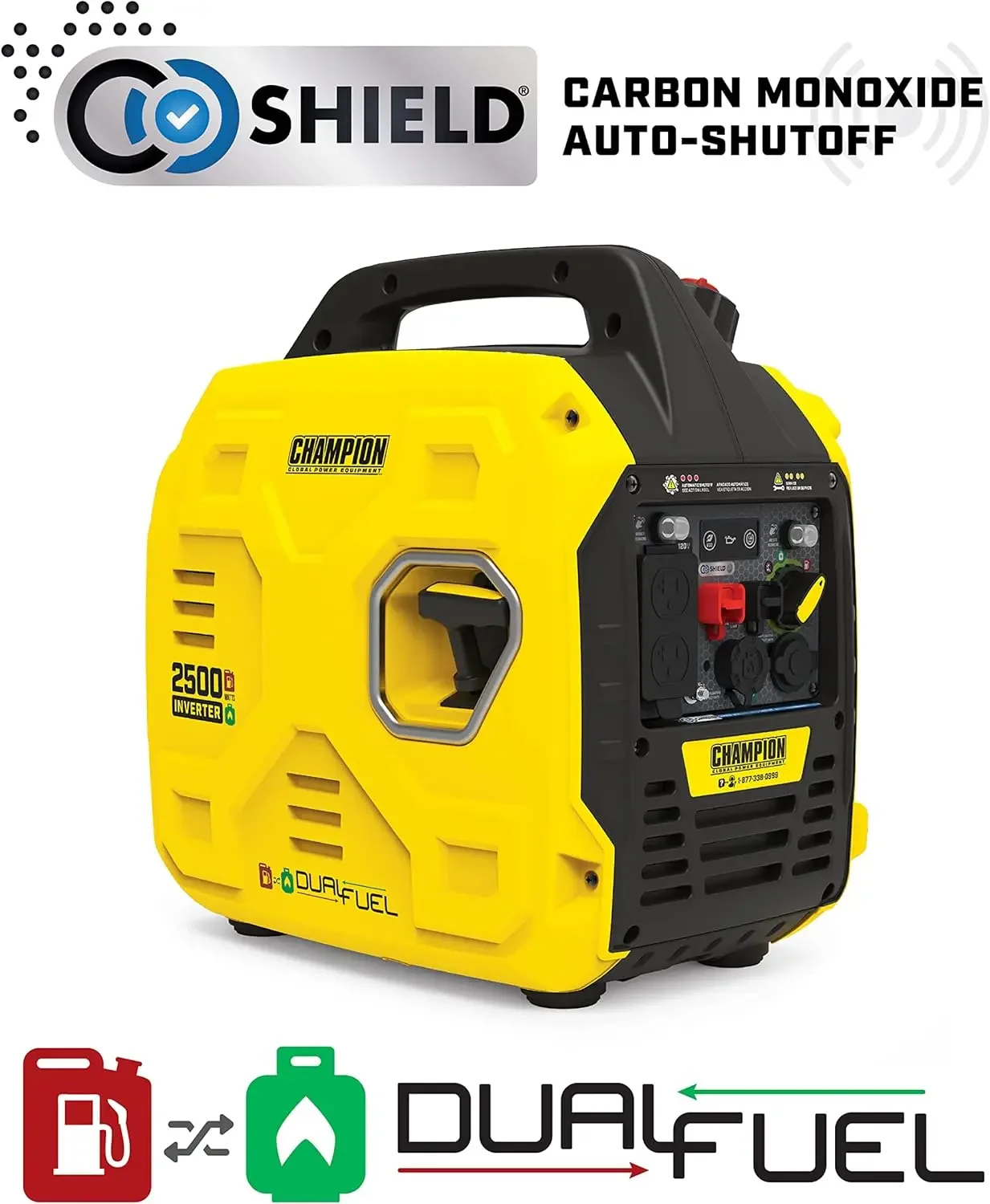 [XMSJ-Limited Stock, Buy Now!]2500-Watt Dual Fuel Ultralight Portable Inverter Generator with Quiet Technology and CO Shield