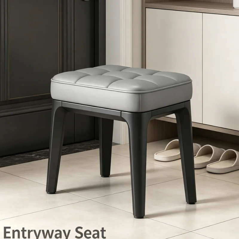 Square Tufted Ottoman Bench With Wooden Legs For Living Room Bedroom Entryway Extra Seating And Shoe Changing